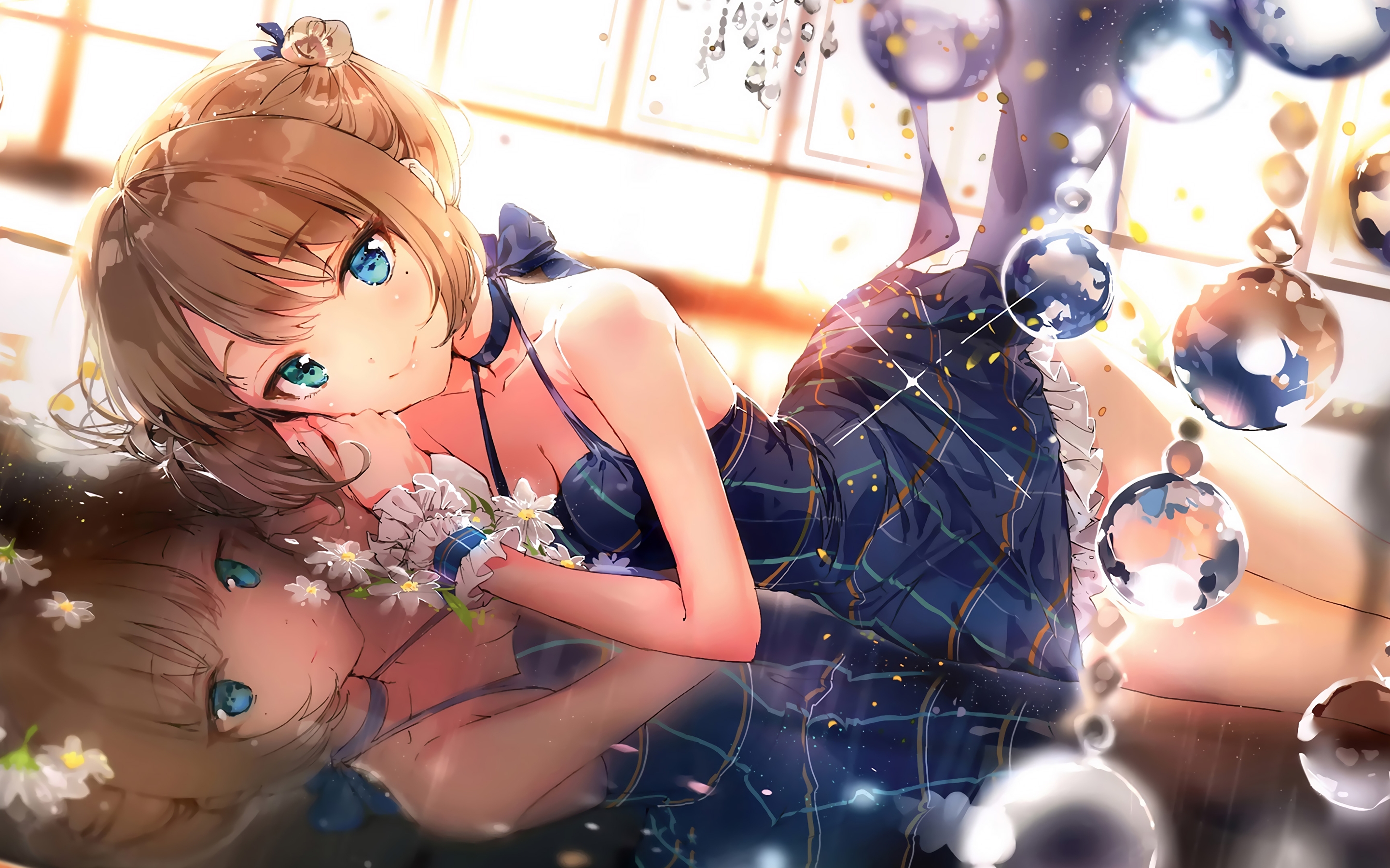 Image: Cinderella, girl, flowers, anime, cartoon, Kaede, Takagaki
