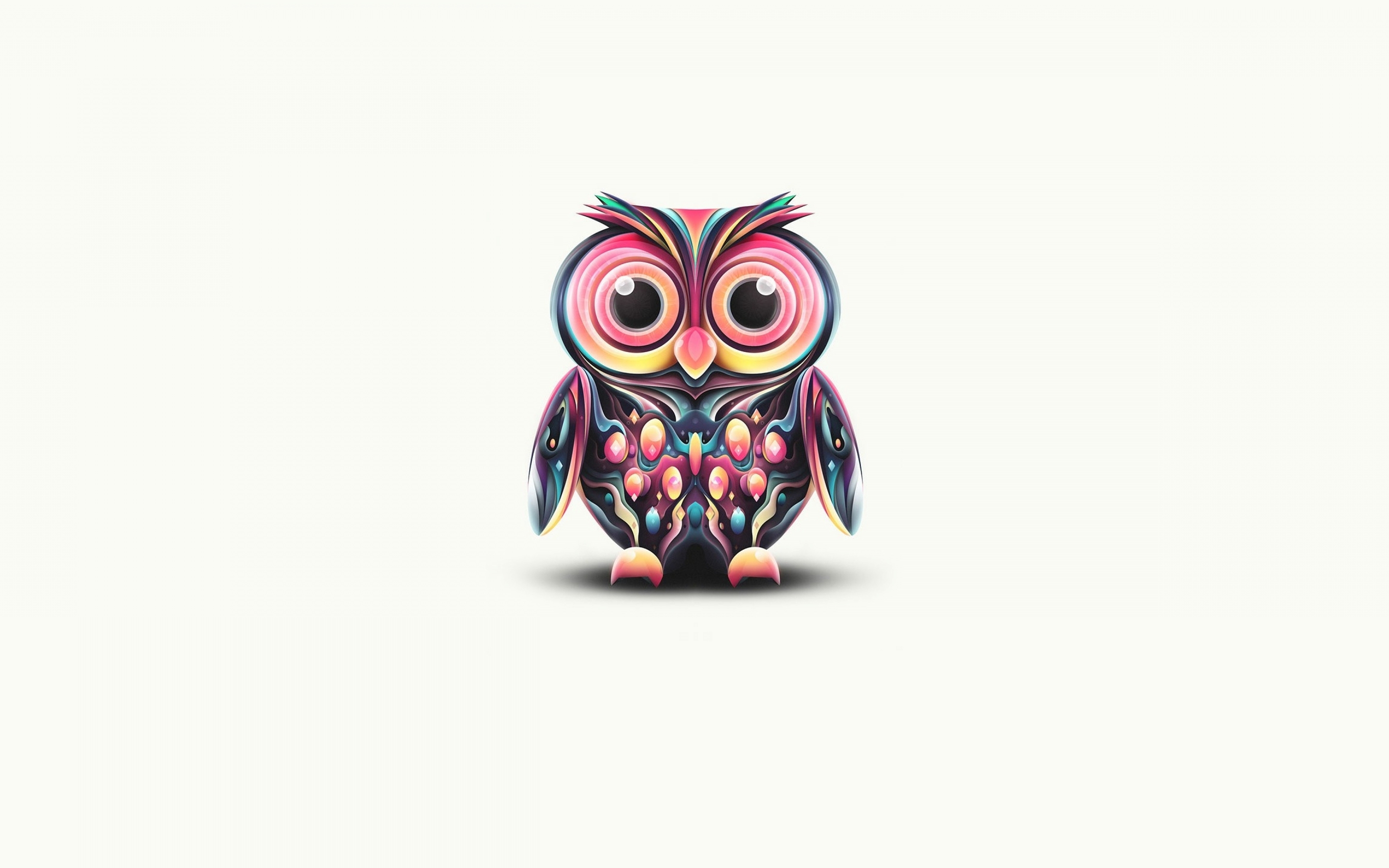Image: Owl, eyes, shadow, white background, minimalism