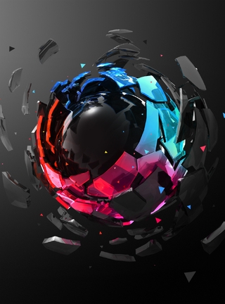 Image: Sphere, orb, fragments, dark background