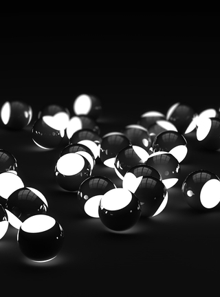 Image: Balls, ball, black, white, glowing, dark background