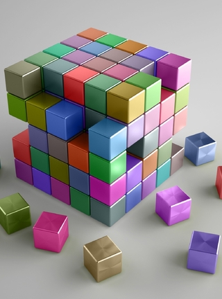 Картинка: Объём, кубики, цветные, моделирование