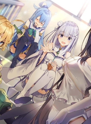 Image: Anime, characters, girls, Isekai Quartet, Konosuba, Overlord, Re:Zero - Starting Life In Another World