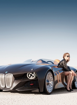 Картинка: BMW, девушка, сидит, пустыня, стиль, BMW 328, Hommage