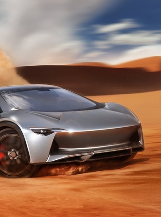 Image: The supercar, SUV, Camal, Ramusa, speed, dust, sand, curtain, desert, reflection