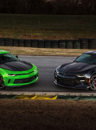 Картинка: Автомобили, зелёный, чёрный, суперкары, дорога, Chevrolet, Camaro