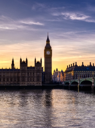 Картинка: Лондон, Биг Бен, Big Ben, мост, вода, вечер
