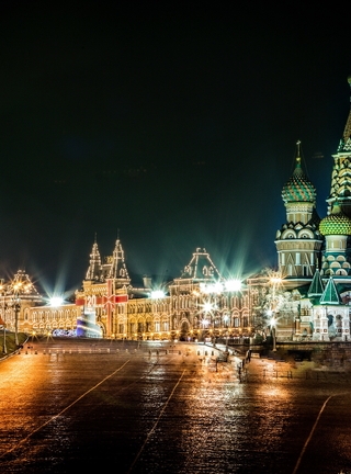 Картинка: Россия, Москва, столица, площадь, огни, вечер, Храм