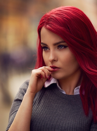 Image: Girl, hair, red, face, look