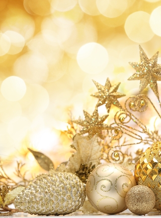 Image: Decoration, glitter, gold, balls, flares, holiday