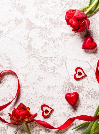 Image: Flowers, ribbon, hearts, love