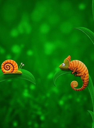Image: Snail, chameleon, stems, leaves, found, spiral, camouflage, eyes