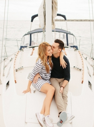 Картинка: Пара, влюбленные, поцелуй, яхта, море