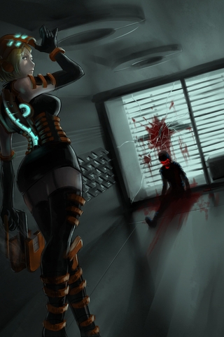 Image: Girl, look, weapon, cutter, costume, fiction, dead space, game, Nicole Brennan, art, chevasis, room, body