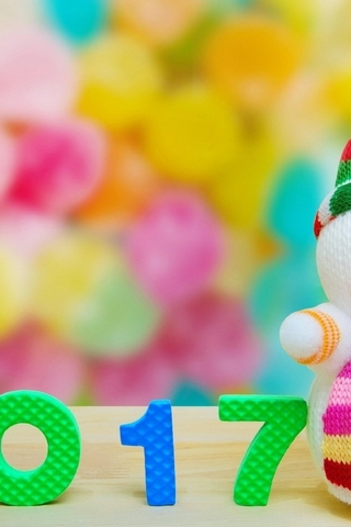 Картинка: Новый год, Рождество, снеговик, дата, цифры, шапка, шарф, улыбка
