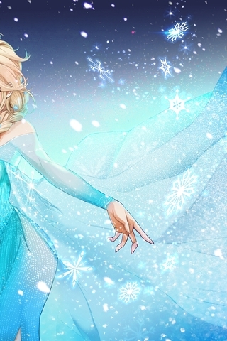 Картинка: Frozen, Холодное Сердце, Elza, платье, снежинки, блондинка