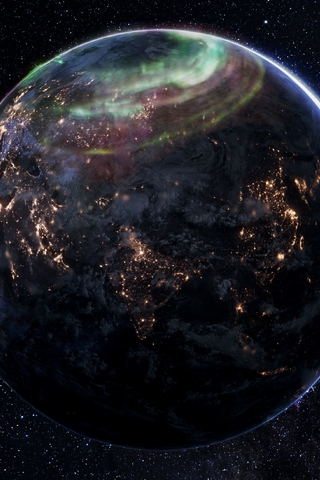 Image: Planet, space, Earth, lights, polar lights, pole, stars, light