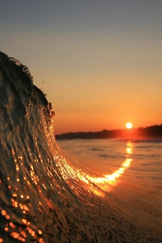 Картинка: Волна, вода, море, океан, закат, небо, вечер