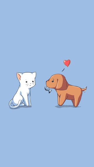 Image: Cat, dog, heart, fish, gift, background