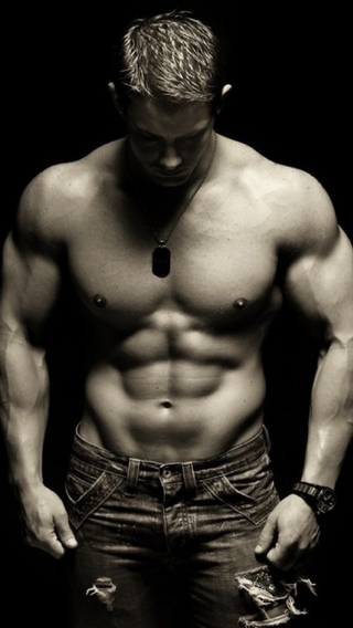 Image: Guy, muscle, press, body, jock, jeans, pendant, watch