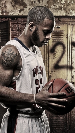 Картинка: Баскетболист, баскетбол, спортсмен, игра, мяч, номер, татуировка, мышцы