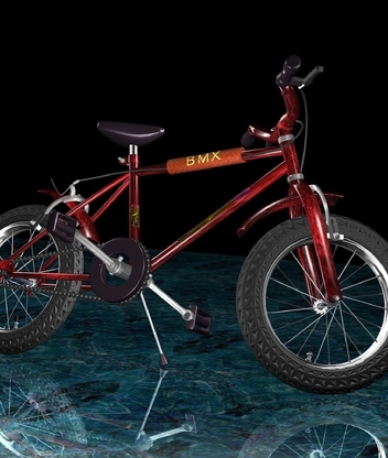 Картинка: Велосипед, 3d, колёса, руль, поверхность, отражение