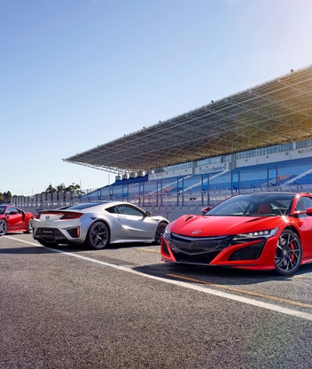 Image: Honda New, NSX, Super hybrid, three, auto, Red, stadium, asphalt