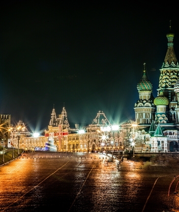 Image: Russia, Moscow, capital, area, lights, evening, Church