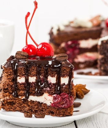 Картинка: Ломтик, торт, вишня, десерт, шоколад