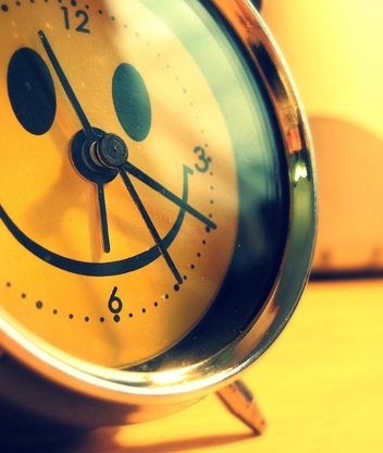 Image: Clock, alarm clock, dial, hands, smile