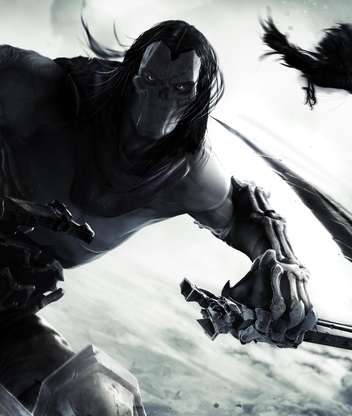 Image: Rider, Death, bird, crow, mask, sight, bones, kick, spit, game, Darksiders 2