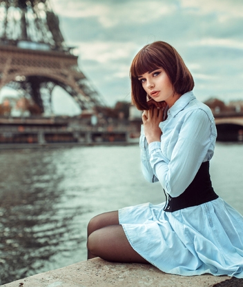 Картинка: Модель, девушка, Marie Grippon, Париж, Эйфелева башня, вода