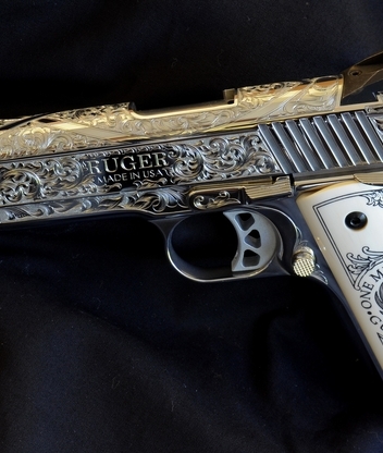 Image: The gun, Ruger, barrel, engraving