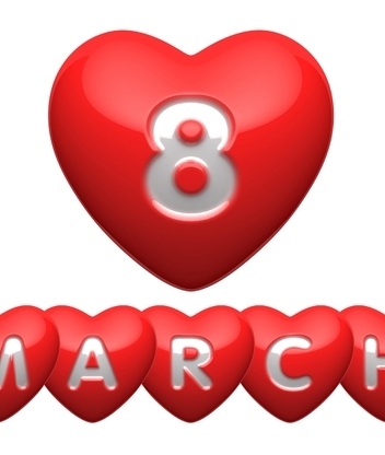Картинка: 8 марта, праздник, Международный женский день, сердце, красное, открытка, поздравление, белый фон