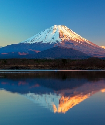 Картинка: Фудзияма, небо, гора, вулкан, Япония, пейзаж, вода, озеро, Сёдзи