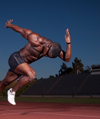 Image: Runner, male, distance, muscle, running, training, stadium, the stands