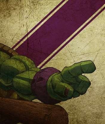 Image: Turtle, ninja, Donatello, stick, pole, gesture, evil, bandage, texture, line