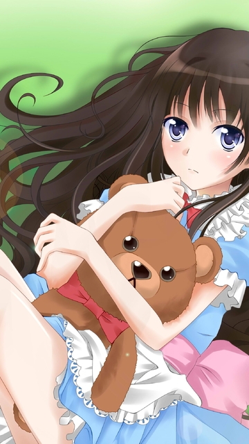 Image: Alice, bear, toy, girl, eyes, long hair, dress