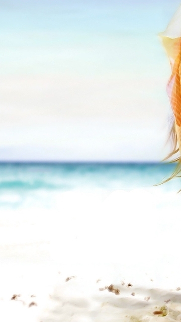 Картинка: Девушка, тело, поза, волосы, взгляд, глаза, пляж, море, песок, ветки, тень