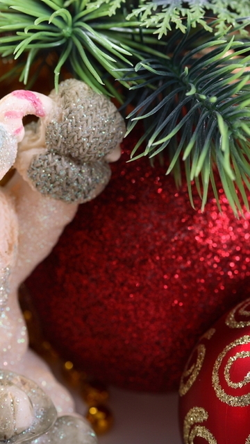 Image: New year, tree, needles, toys, snowman, figurine