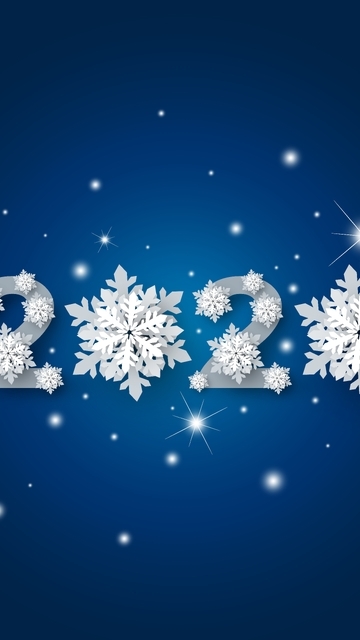Картинка: Цифры, 2020, новый год, снежинки, синий фон