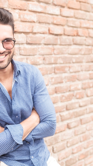 Image: Man, smile, look, face, glasses, unshaven, shirt, style