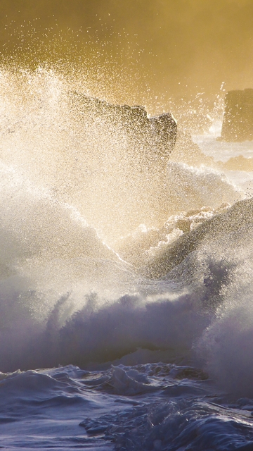 Картинка: Волна, камни, шторм, вода, морская, капли