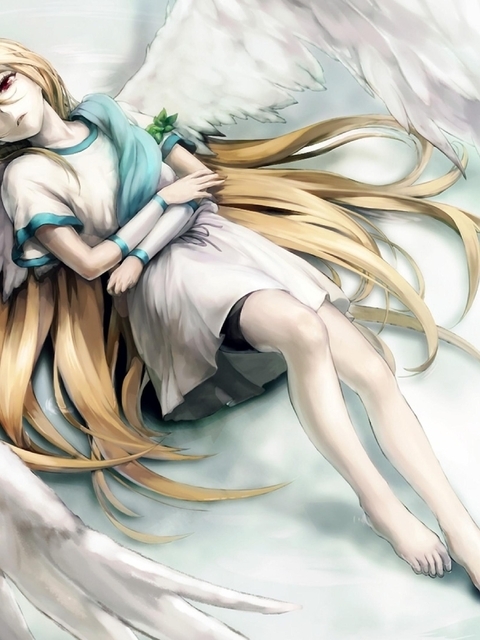 Image: Girl, Inazuma Eleven, angel, wings, feathers, hair, feeling, pain, sorrow