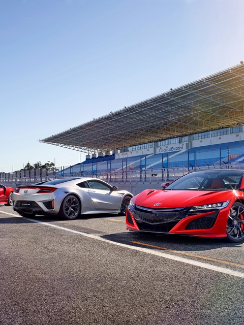 Image: Honda New, NSX, Super hybrid, three, auto, Red, stadium, asphalt