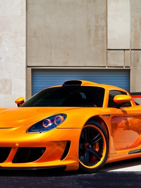 Картинка: Porsche, carrera gt, тюнинг, оранжевый, спорткар