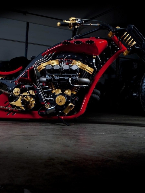 Image: Chopper, bike, black, chain, tuning, style, engine