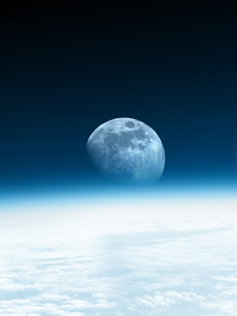 Image: Planet, Earth, satellite, Moon, atmosphere, clouds, glow