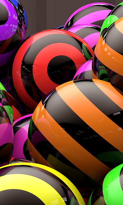 Image: Striped, multi-colored, balls, reflection, specular