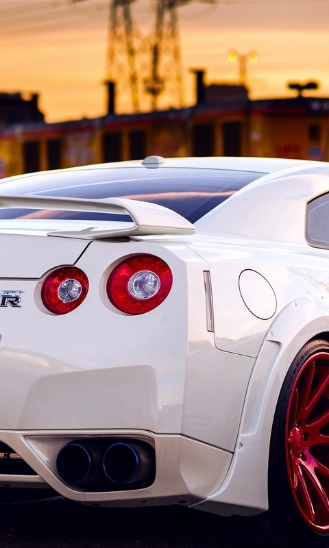 Image: White, sports car, Nissan, GTR, tuning