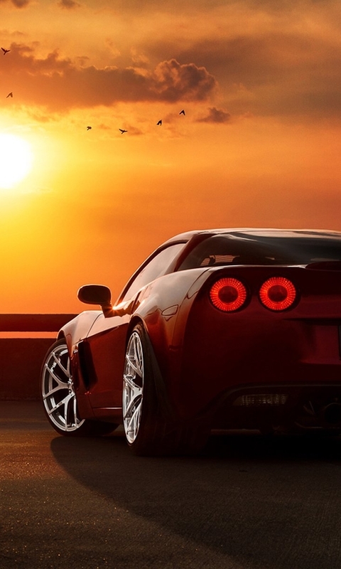 Image: Chevrolet, corvette, tuning, clouds, sunset